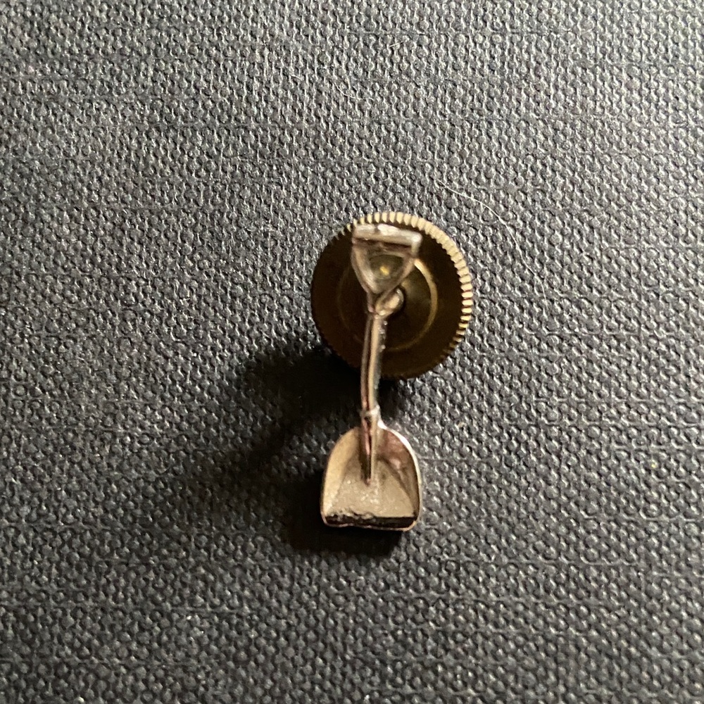 Vintage Century Miniature Shovel tool Lapel Pin brooch Silver Miner groundbreak